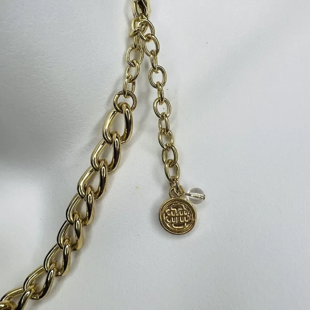 Baskin Brothers BB Mint Green￼ Yellow Tone Cabochon Necklace Bib Statement